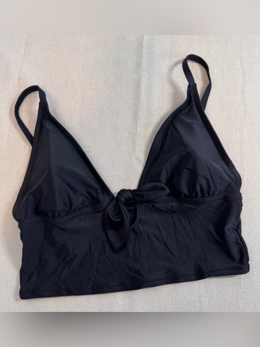 AEO Aerie Black Longline Triangle Tankini Front Knot Adjustable Spaghetti Straps